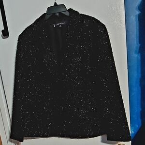 Anne Klein Black Structured Blazer with Textured Fabric